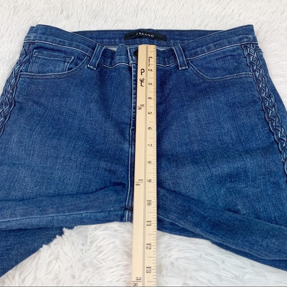 J Brand Ruby High Rise Crop Jeans Braided Cantonite Raw Hem blue solid - Picture 4 of 11